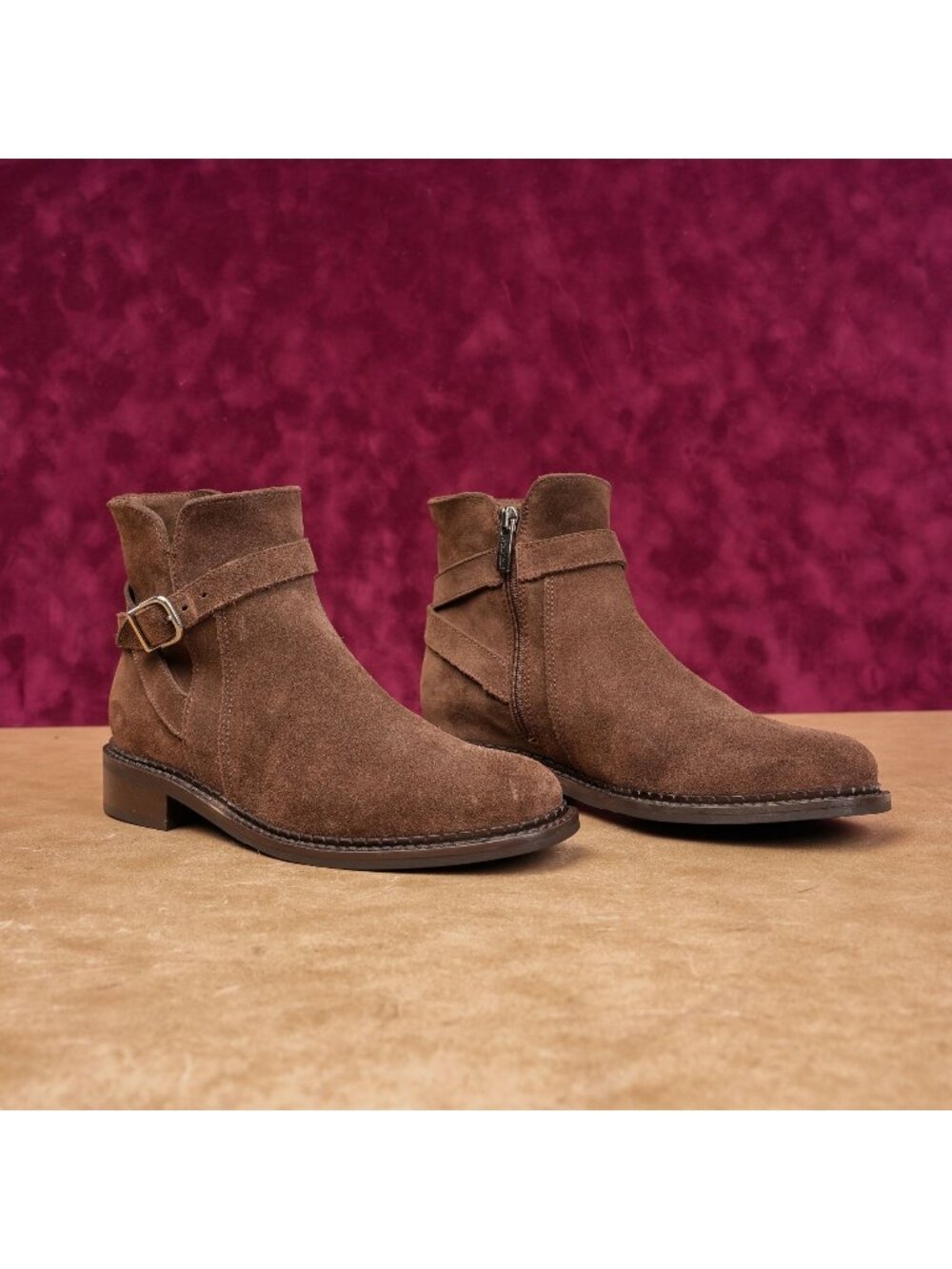 La Canadienne Women Sacton Brown Suede Zip Strap Waterproof Ankle Boots sz 6